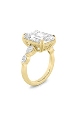 Load image into Gallery viewer, 8.5CTW Emerald Shaped Lab Grown Diamond (F/VS) Bold Statement Accented Ring in 14K Gold
