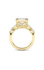 Load image into Gallery viewer, 8.5CTW Emerald Shaped Lab Grown Diamond (F/VS) Bold Statement Accented Ring in 14K Gold
