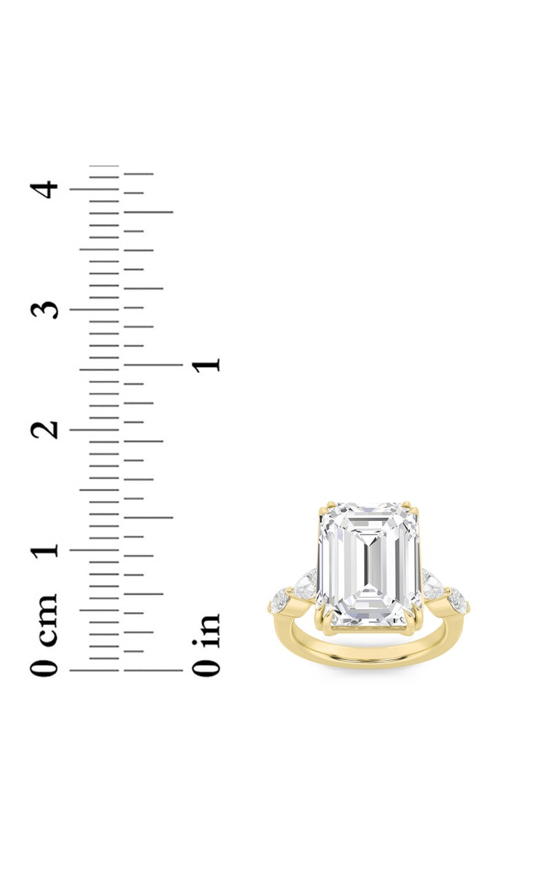 8.5CTW Emerald Shaped Lab Grown Diamond (F/VS) Bold Statement Accented Ring in 14K Gold