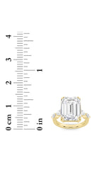 Load image into Gallery viewer, 8.5CTW Emerald Shaped Lab Grown Diamond (F/VS) Bold Statement Accented Ring in 14K Gold
