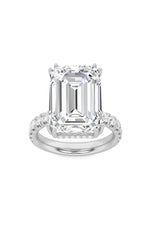 Load image into Gallery viewer, 10.25CTW Emerald Shaped Lab Grown Diamond (G/VS) Bold Statement Accented Ring in 14K Gold
