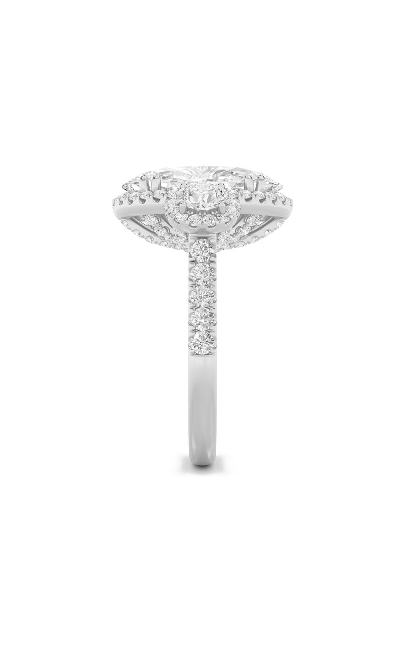 7.5CTW Oval Shaped Lab Grown Diamond (F/VS) Bold Statement Accented Ring in 14K Gold