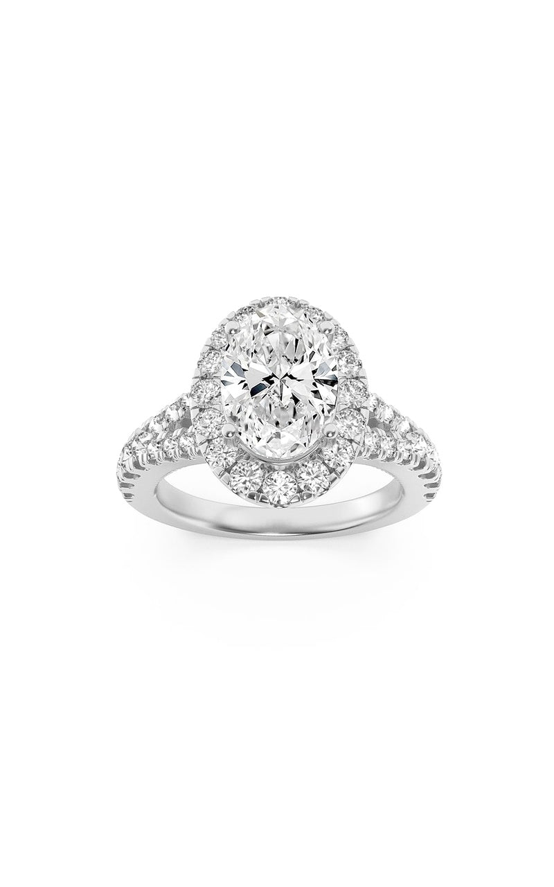 2.5CTW Oval Shaped Lab Grown Diamond (F/VS) Engagement Ring in 14K Gold