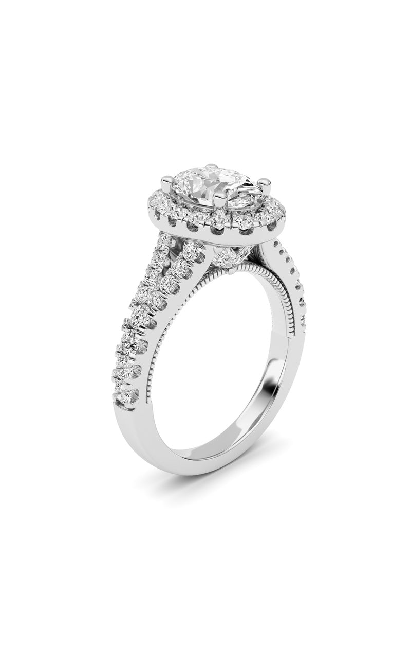 2.5CTW Oval Shaped Lab Grown Diamond (F/VS) Engagement Ring in 14K Gold