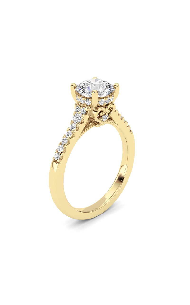 1.5CTW Round Shaped Lab Grown Diamond (F/VS) Accented Two Tone Engagement Ring in 14K Gold