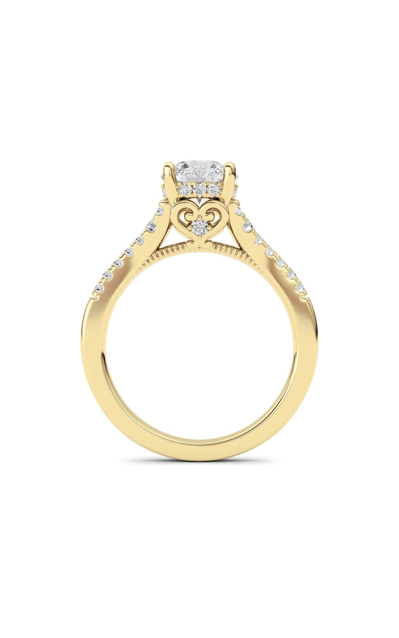 1.5CTW Round Shaped Lab Grown Diamond (F/VS) Accented Two Tone Engagement Ring in 14K Gold