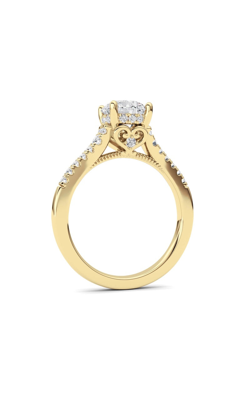 1.5CTW Round Shaped Lab Grown Diamond (F/VS) Accented Two Tone Engagement Ring in 14K Gold