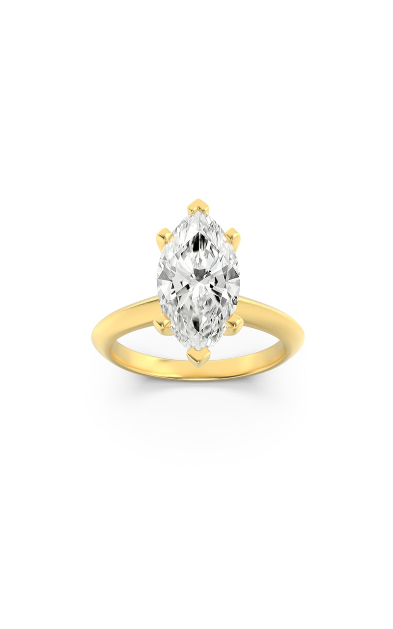 2.5CTW Marquise Shaped Lab Grown Diamond (F/VS) Knife Edge Shank Solitaire Engagement Ring in 14K Gold