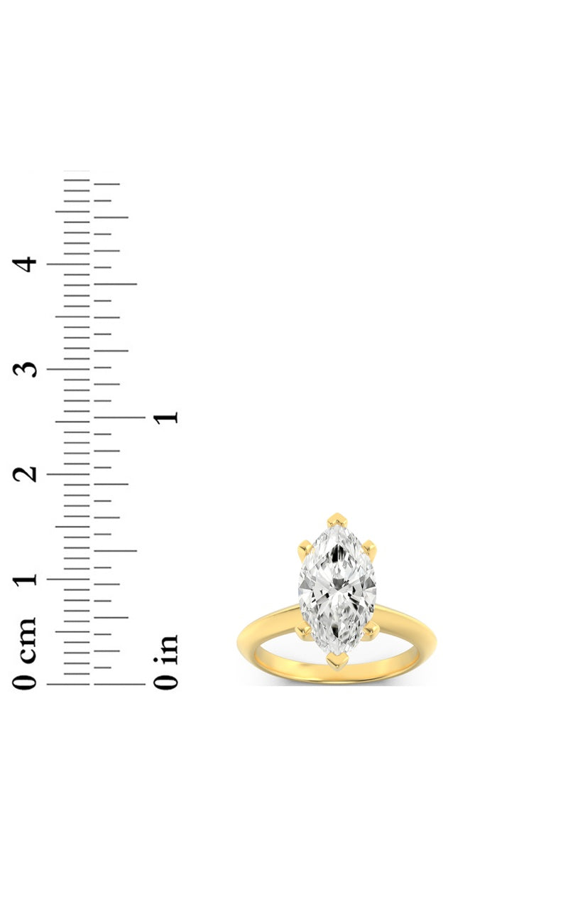 2.5CTW Marquise Shaped Lab Grown Diamond (F/VS) Knife Edge Shank Solitaire Engagement Ring in 14K Gold