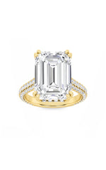 Load image into Gallery viewer, 8CTW Emerald Shaped Lab Grown Diamond (F/VS) Bold Accented Engagement Ring in 14K Gold
