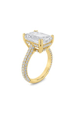 Load image into Gallery viewer, 8CTW Emerald Shaped Lab Grown Diamond (F/VS) Bold Accented Engagement Ring in 14K Gold

