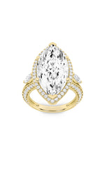 Load image into Gallery viewer, 9CTW Marquise Shaped Lab Grown Diamond (F/VS) Bold Statement Accented  Ring in 14K Gold
