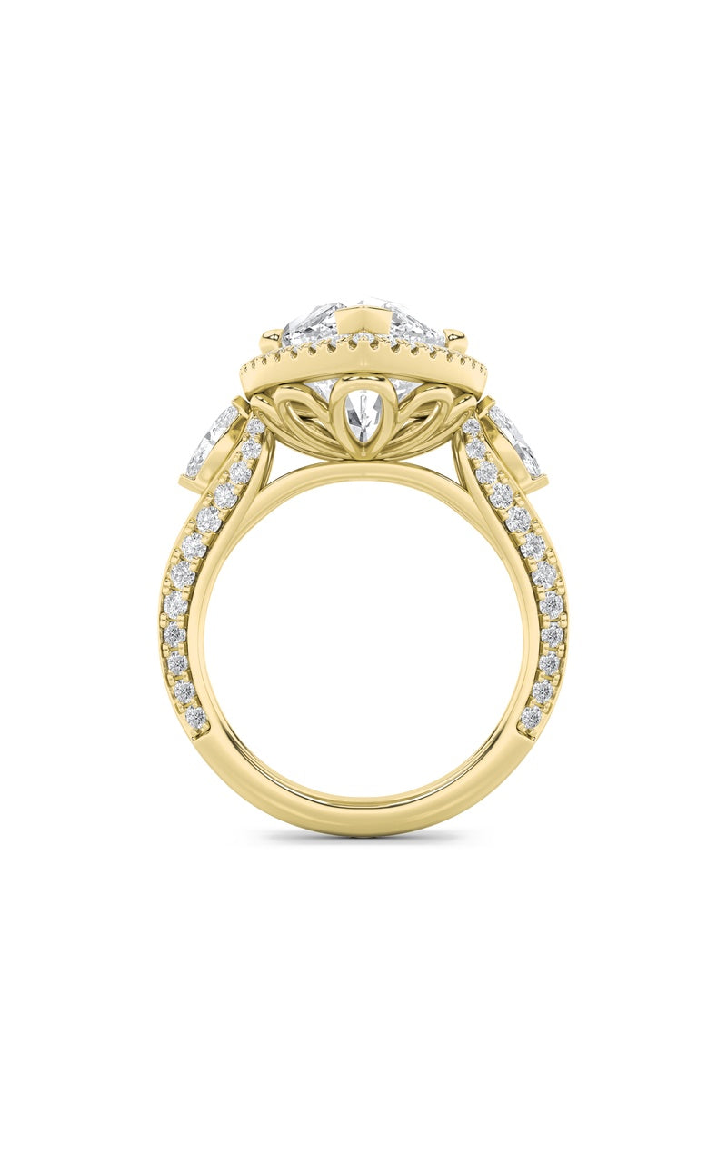 9CTW Marquise Shaped Lab Grown Diamond (F/VS) Bold Statement Accented  Ring in 14K Gold