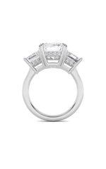 Load image into Gallery viewer, 8.25CTW Emerald Shaped Lab Grown Diamond (F/VS) Bold Three Stone Accented Ring in 14K Gold
