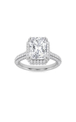 Load image into Gallery viewer, 3CTW Radiant Shaped Lab Grown Diamond (F/VS) Halo Accented Engagement Ring in 14K Gold
