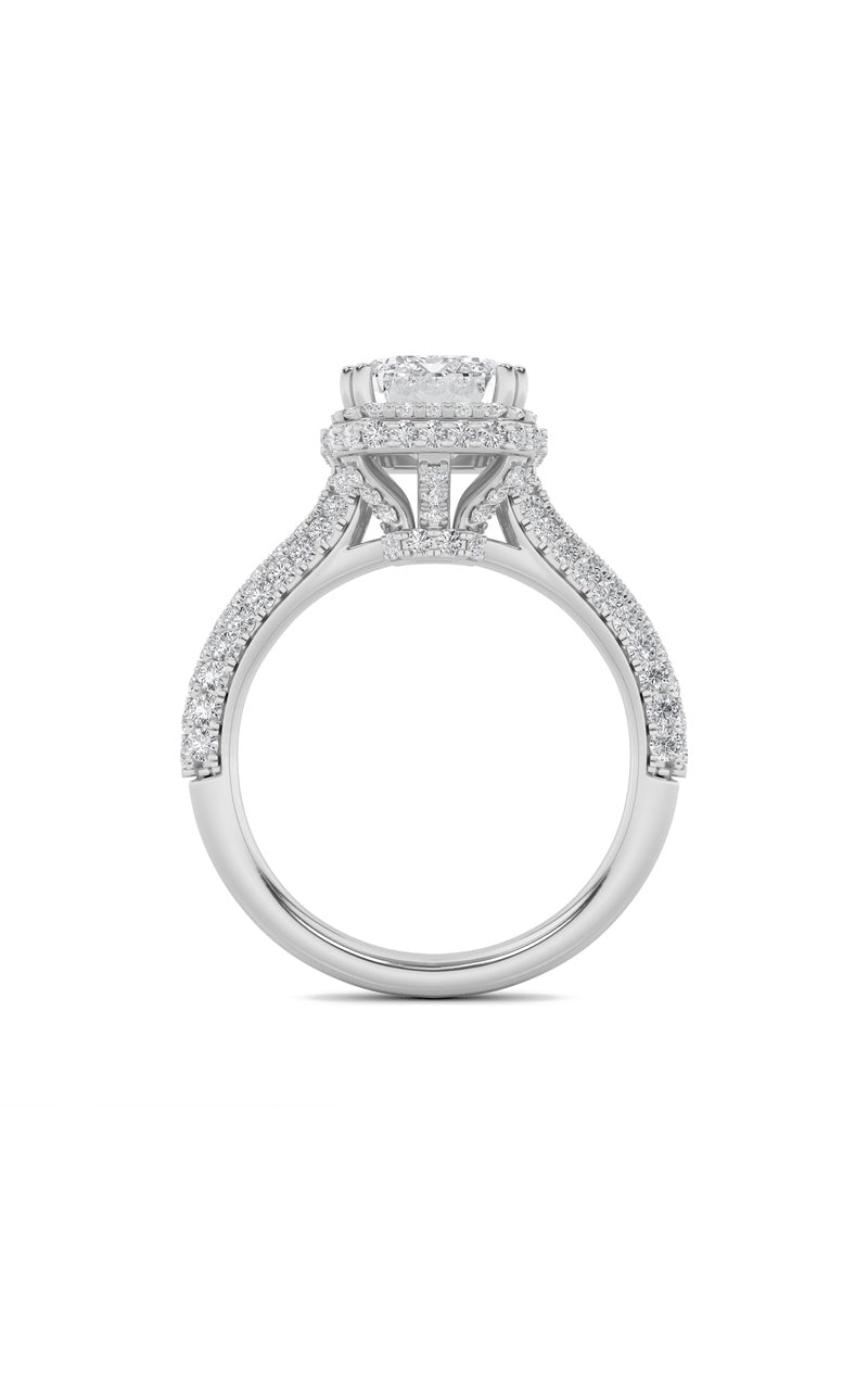 3CTW Radiant Shaped Lab Grown Diamond (F/VS) Halo Accented Engagement Ring in 14K Gold