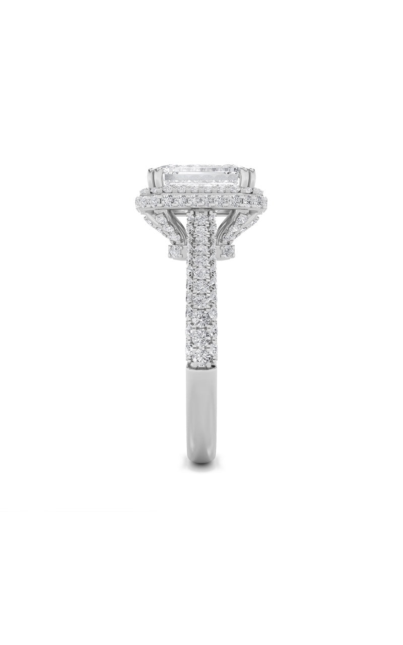 3CTW Radiant Shaped Lab Grown Diamond (F/VS) Halo Accented Engagement Ring in 14K Gold