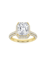 Load image into Gallery viewer, 3CTW Radiant Shaped Lab Grown Diamond (F/VS) Halo Accented Engagement Ring in 14K Gold
