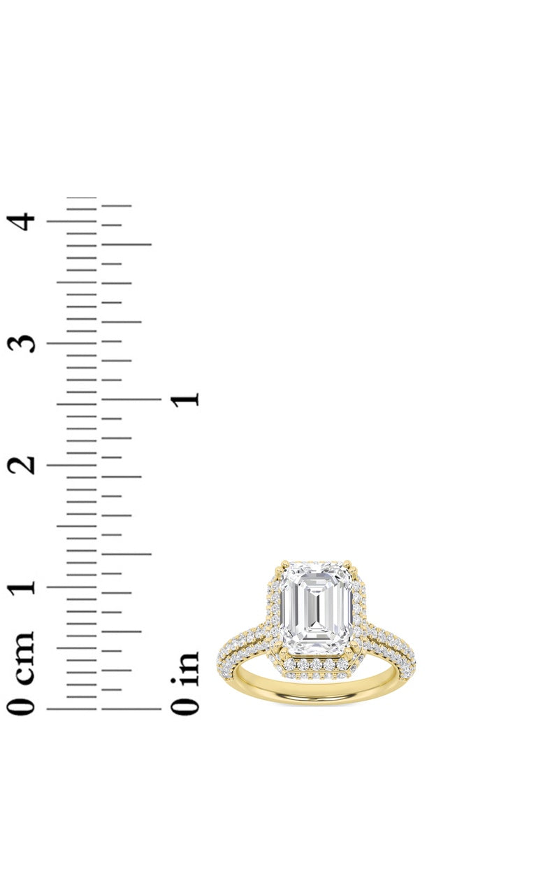3CTW Radiant Shaped Lab Grown Diamond (F/VS) Halo Accented Engagement Ring in 14K Gold