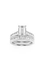 Load image into Gallery viewer, 2CTW Emerald Shaped Lab Grown Diamond (F/VS) Channel Set Bridal Engagement Ring in 14K Gold
