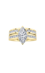 Load image into Gallery viewer, 2CTW Marquise Shaped Lab Grown Diamond (F/VS) Channel Set Bridal Engagement Ring in 14K Gold
