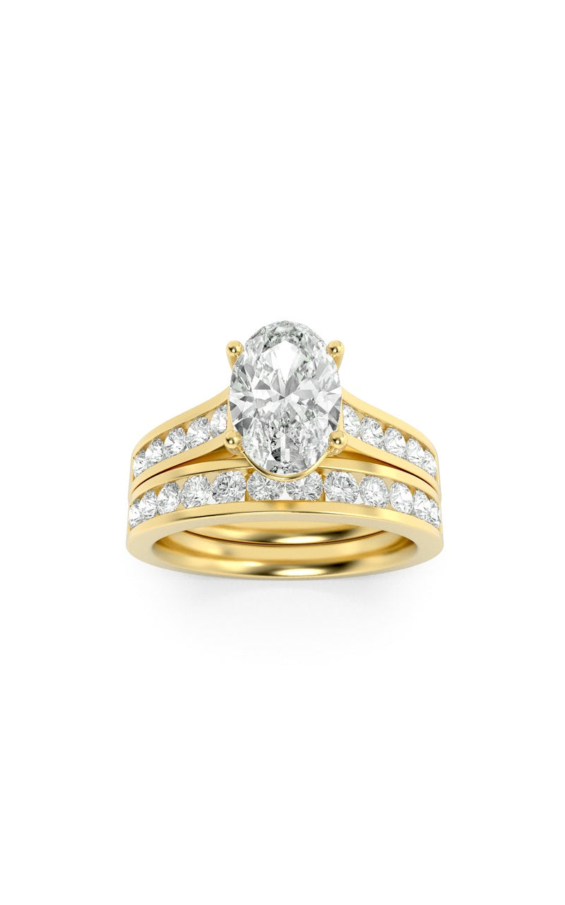2CTW Oval Shaped Lab Grown Diamond (G/VS) Channel Set Bridal Engagement Ring in 10K Gold