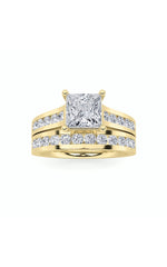 Load image into Gallery viewer, 2CTW Princess Shaped Lab Grown Diamond (F/VS) Channel Set Bridal Engagement Ring in 14K Gold
