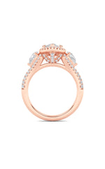 Load image into Gallery viewer, 3CTW Marquise Shaped Lab Grown Diamond (F/VS) Three Stone Bold Accented Engagement Ring in 14K Gold
