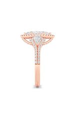 Load image into Gallery viewer, 3CTW Marquise Shaped Lab Grown Diamond (F/VS) Three Stone Bold Accented Engagement Ring in 14K Gold
