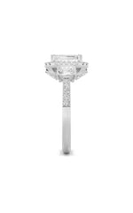 Load image into Gallery viewer, 3CTW Emerald Shaped Lab Grown Diamond (G/VS) Three Stone Accented Engagement Ring in 14K Gold
