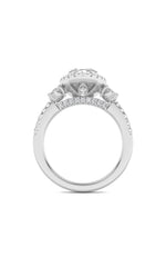 Load image into Gallery viewer, 3CTW Oval Shaped Lab Grown Diamond (G/VS) Three Stone Accented Engagement Ring in 14K Gold
