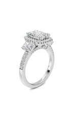 Load image into Gallery viewer, 3CTW Radiant Shaped Lab Grown Diamond (F/VS) Accented Three Stone Ring in 14K Gold
