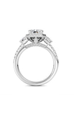Load image into Gallery viewer, 3CTW Radiant Shaped Lab Grown Diamond (F/VS) Accented Three Stone Ring in 14K Gold
