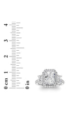 Load image into Gallery viewer, 3CTW Radiant Shaped Lab Grown Diamond (F/VS) Accented Three Stone Ring in 14K Gold
