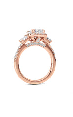 Load image into Gallery viewer, 3CTW Radiant Shaped Lab Grown Diamond (F/VS) Accented Three Stone Ring in 14K Gold
