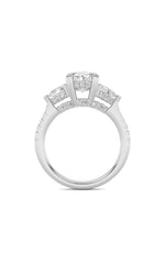 Load image into Gallery viewer, 3CTW Oval Shaped Lab Grown Diamond (F/VS) Three Stone Accented Engagement Ring in 14K Gold
