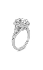 Load image into Gallery viewer, 3CTW Emerald Shaped Lab Grown Diamond (F/VS) Halo Accented Engagement Ring in 14K Gold
