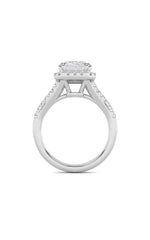 Load image into Gallery viewer, 3CTW Emerald Shaped Lab Grown Diamond (F/VS) Halo Accented Engagement Ring in 14K Gold
