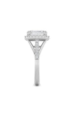 Load image into Gallery viewer, 3CTW Emerald Shaped Lab Grown Diamond (F/VS) Halo Accented Engagement Ring in 14K Gold
