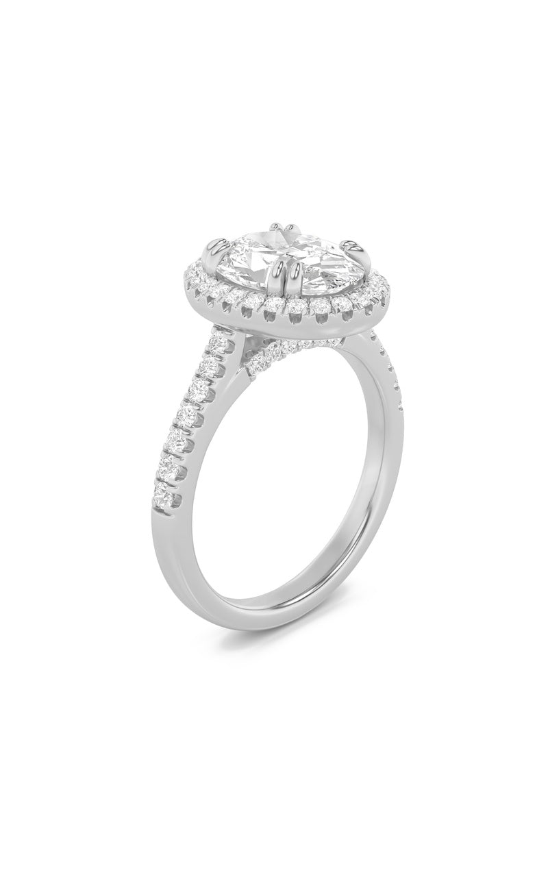 2.5CTW Oval Shaped Lab Grown Diamond (F/VS) Classic Halo Accented Engagement Ring in 14K Gold