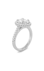 Load image into Gallery viewer, 2.5CTW Oval Shaped Lab Grown Diamond (F/VS) Classic Halo Accented Engagement Ring in 14K Gold

