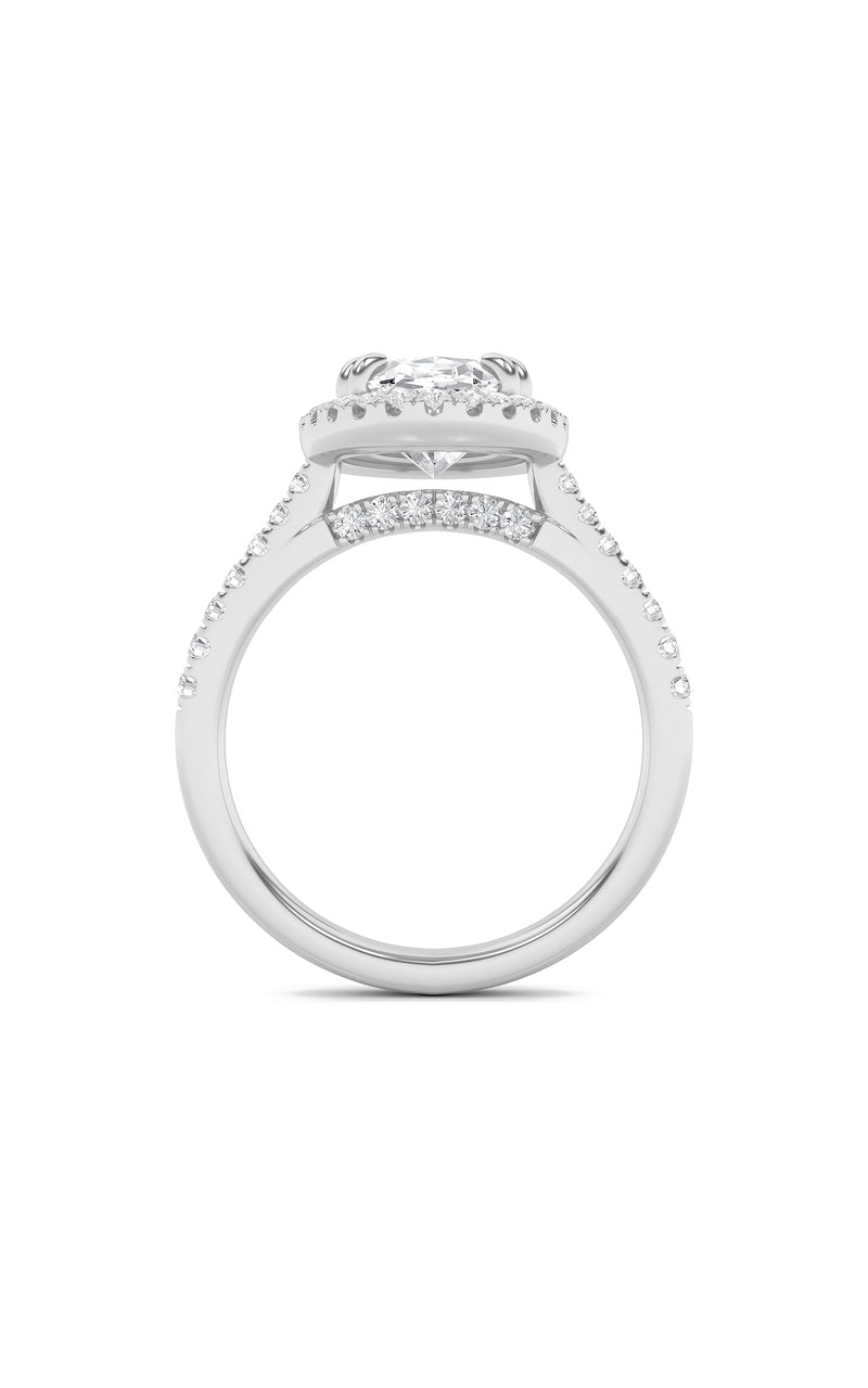 2.5CTW Oval Shaped Lab Grown Diamond (F/VS) Classic Halo Accented Engagement Ring in 14K Gold