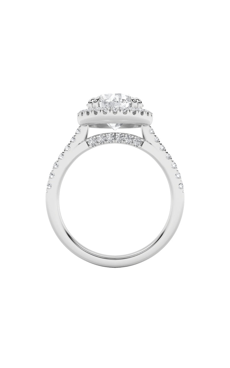 3CTW Round Shaped Lab Grown Diamond (F/VS) Classic Halo Accented Engagement Ring in 14K Gold