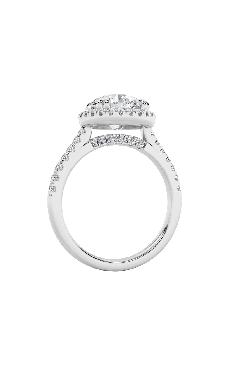 3CTW Round Shaped Lab Grown Diamond (F/VS) Classic Halo Accented Engagement Ring in 14K Gold
