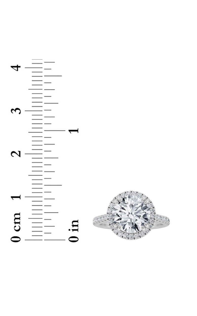 3CTW Round Shaped Lab Grown Diamond (F/VS) Classic Halo Accented Engagement Ring in 14K Gold