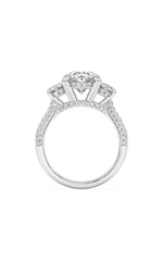 Load image into Gallery viewer, 3CTW Oval Shaped Lab Grown Diamond (F/VS) Three Stone Accented Engagement Ring in 14K Gold
