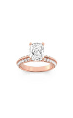 Load image into Gallery viewer, 1.75CTW Elongated Cushion Shaped Lab Grown Diamond (F/VS) Three Row Micro Pave Engagement Ring in 14K Gold
