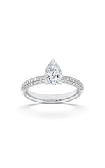 Load image into Gallery viewer, 1.5CTW Pear Shaped Lab Grown Diamond (F/VS) Three Row Micro Pave Engagement Ring in 14K Gold
