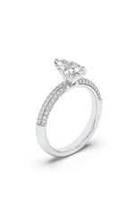 Load image into Gallery viewer, 1.5CTW Pear Shaped Lab Grown Diamond (F/VS) Three Row Micro Pave Engagement Ring in 14K Gold
