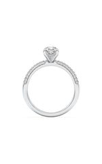 Load image into Gallery viewer, 1.5CTW Pear Shaped Lab Grown Diamond (F/VS) Three Row Micro Pave Engagement Ring in 14K Gold
